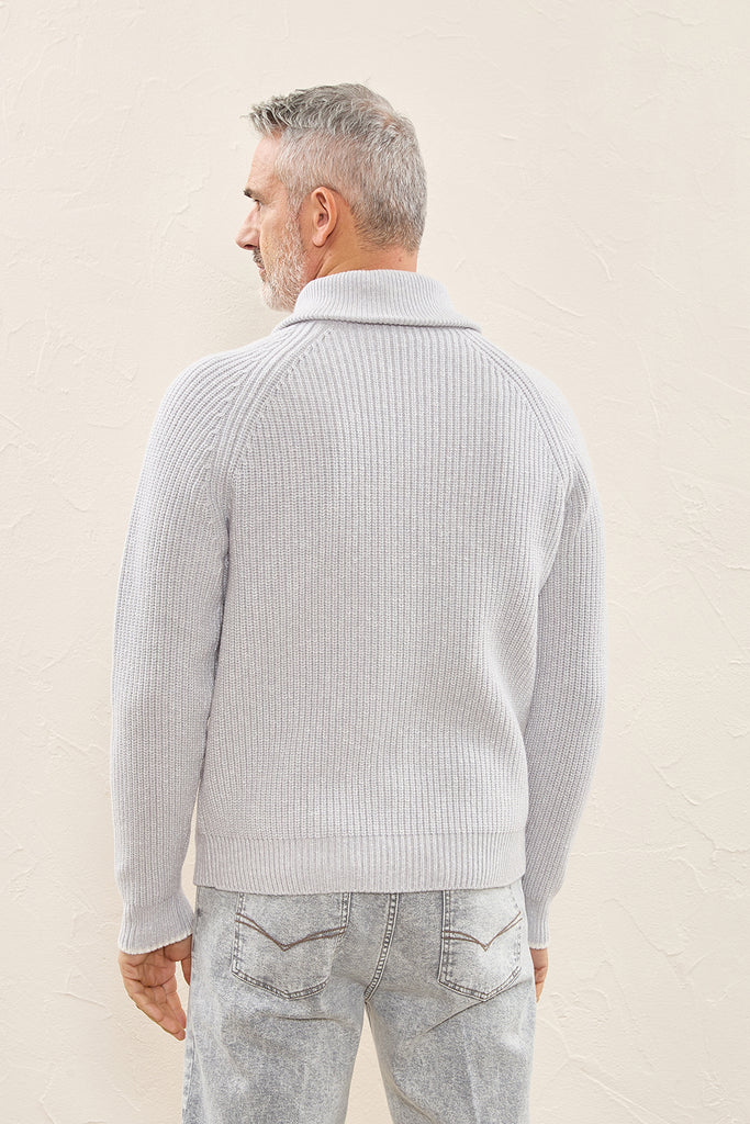 Wool, cashmere and cotton full zip sweater  