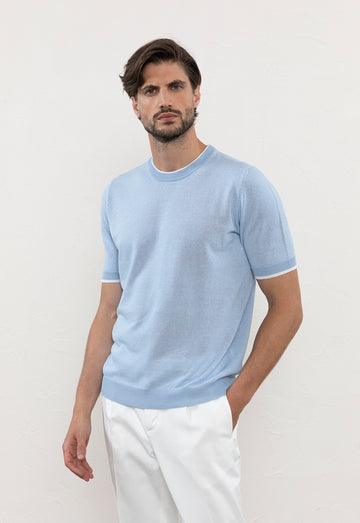 Linen and crepe cotton yarn T-shirt  