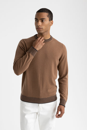 Wool, silk and cashmere crewneck sweater  