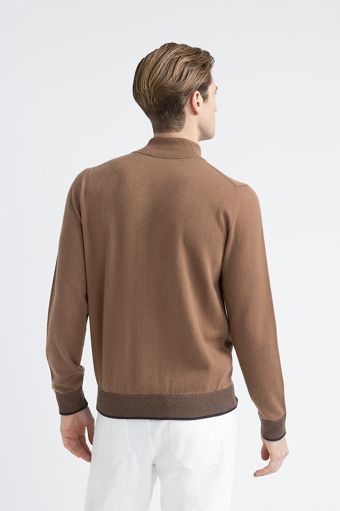 Wool, silk and cashmere high neck sweater  