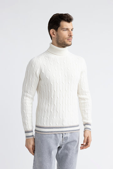 Wool and cashmere high neck sweater  