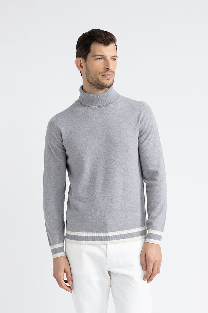 Wool, silk and cashmere high neck sweater  