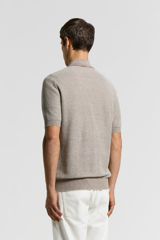 Polo in filato di misto cotone e lino