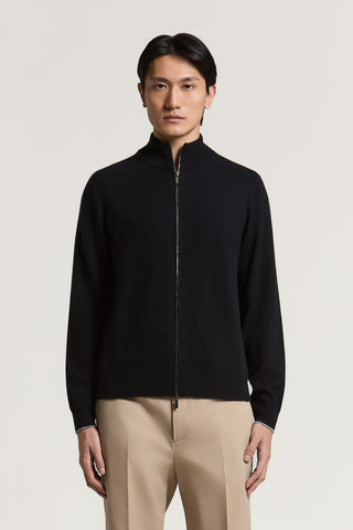 Cardigan full-zip in lana e cashmere