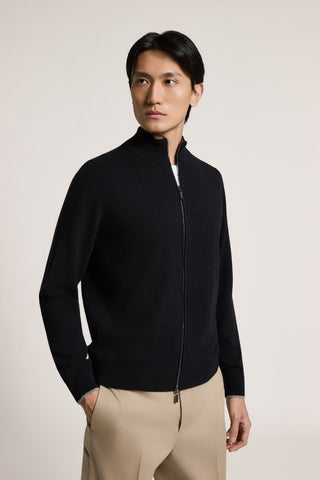 Cardigan full-zip in lana e cashmere