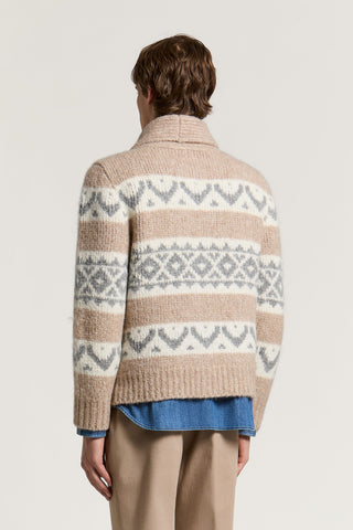 Cardigan in alpaca, lana e cotone
