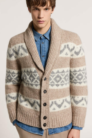 Cardigan in alpaca, lana e cotone