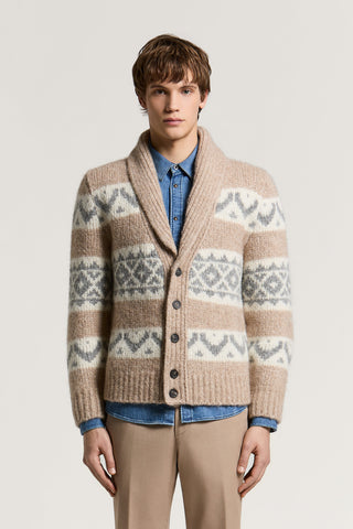 Cardigan in alpaca, lana e cotone