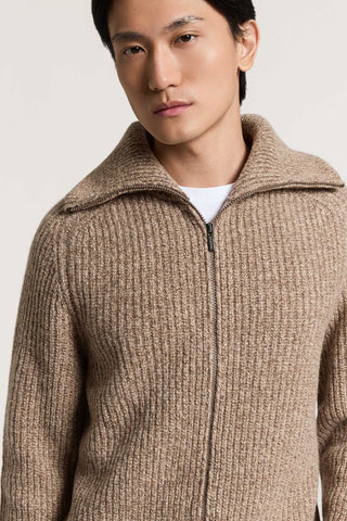 Maglia full-zip in lana e cashmere