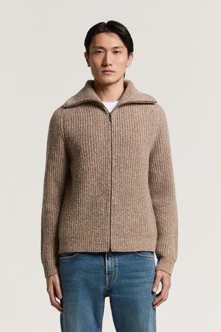 Maglia full-zip in lana e cashmere