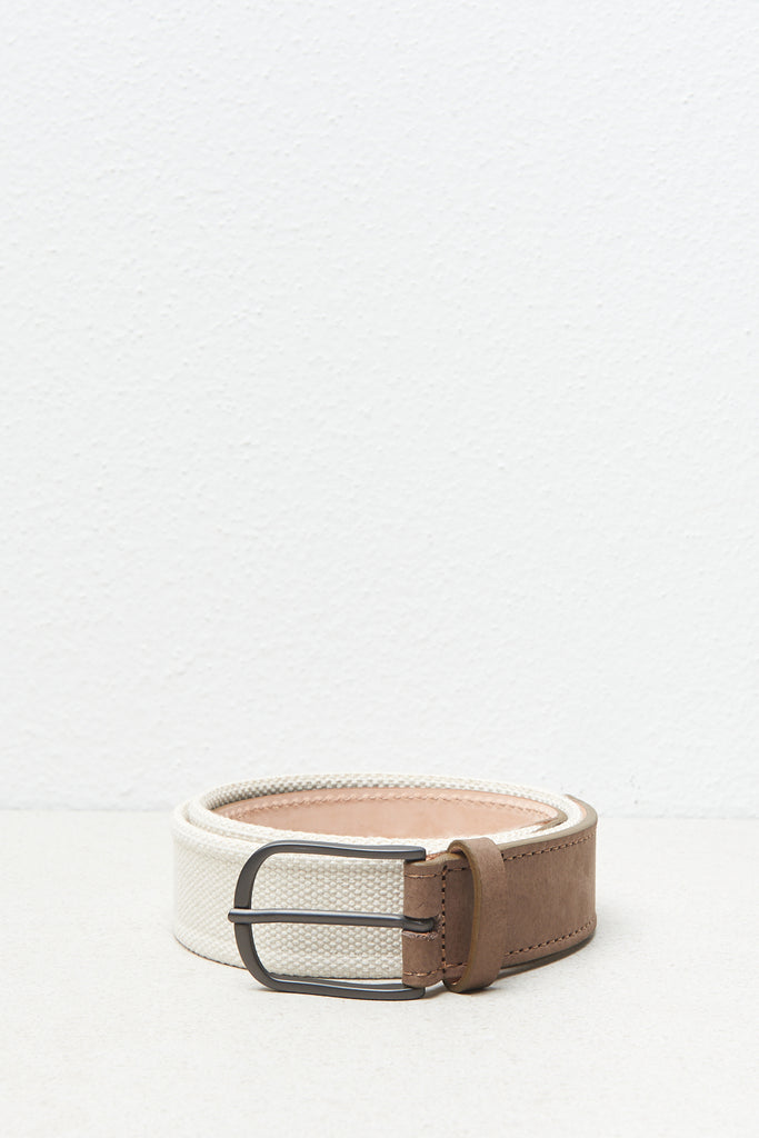 Belt in genuine leather and cotton ribbon  