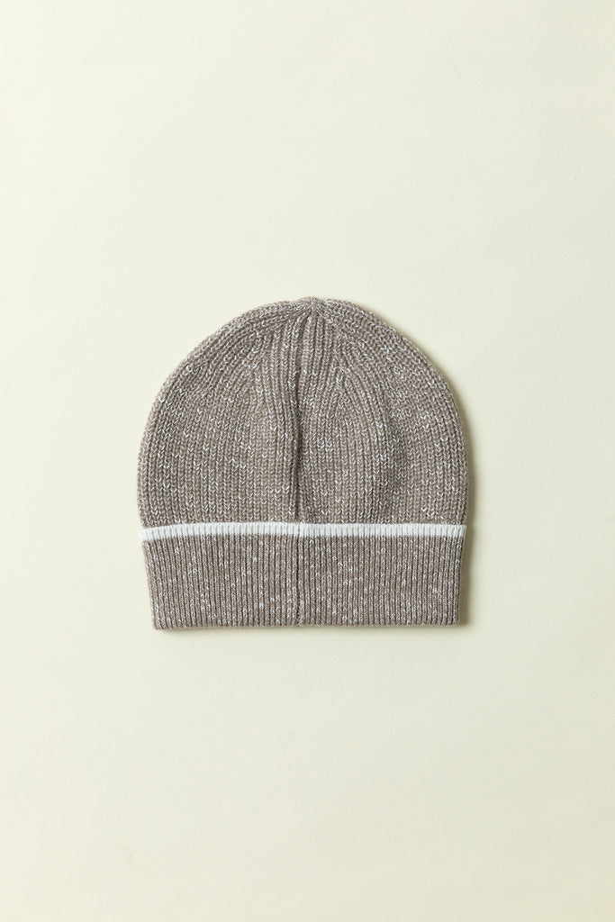 Fancy wool, cashmere and cotton blend beanie  