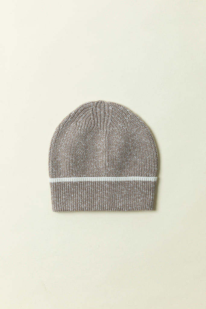 Fancy wool, cashmere and cotton blend beanie  