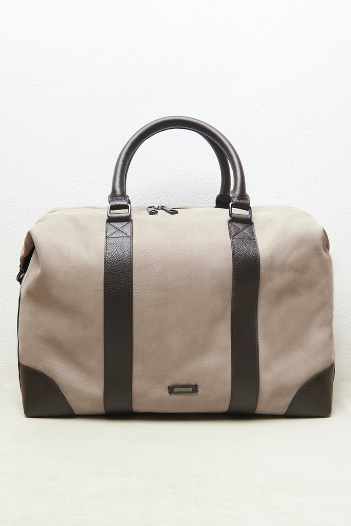 Genuine leather and cotton weekend bag  