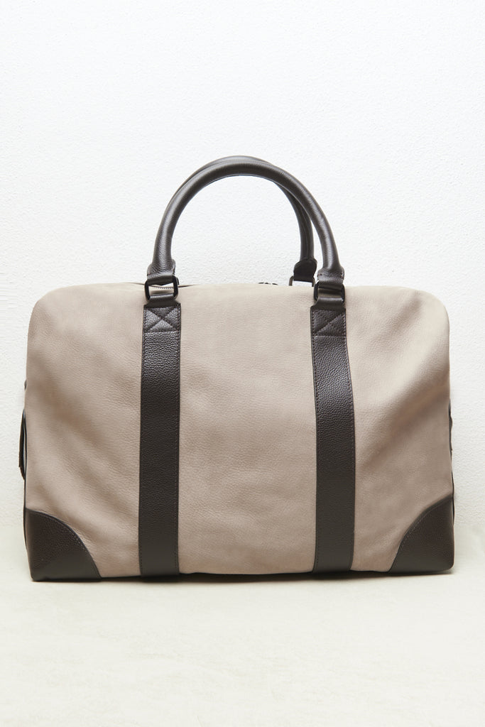 Genuine leather and cotton weekend bag  