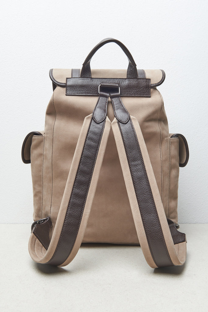 Genuine leather and cotton casual backpack  