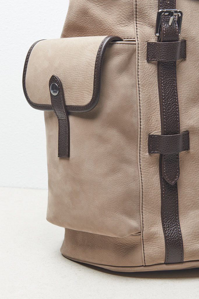 Genuine leather and cotton casual backpack  