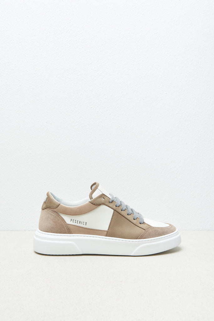 Leather sneakers with suede and nabuk leather inserts  