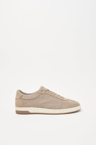 Sneakers in maglia e pelle scamosciata