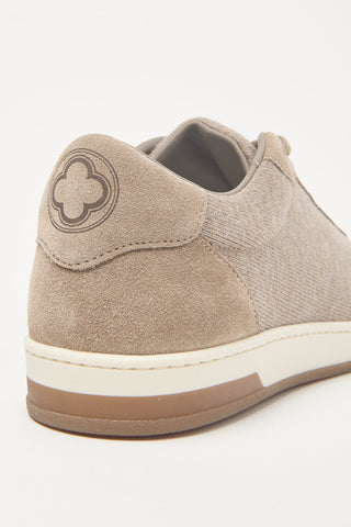 Sneakers in maglia e pelle scamosciata