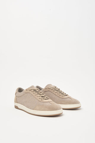 Sneakers in maglia e pelle scamosciata