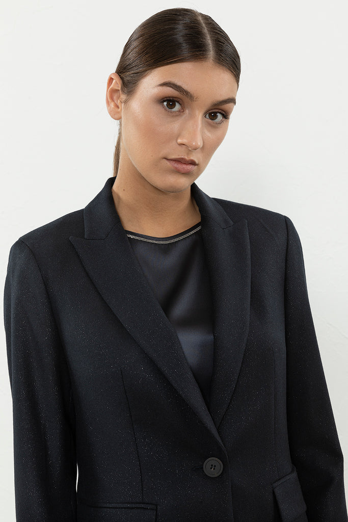 Single breast blazer in wool and Lurex  