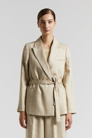 Pinstripe blazer with belt and Punto Luce