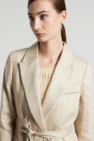 Pinstripe blazer with belt and Punto Luce