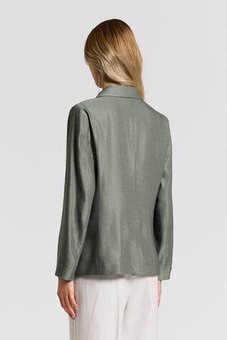 Blazer doppiopetto in gabardina lucida di lino viscosa