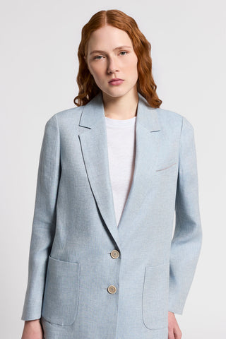 Single-breasted pure linen gabardine blazer