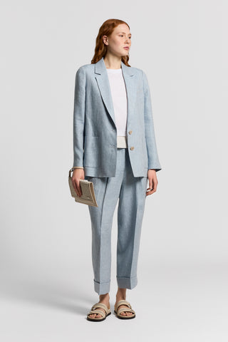 Single-breasted pure linen gabardine blazer