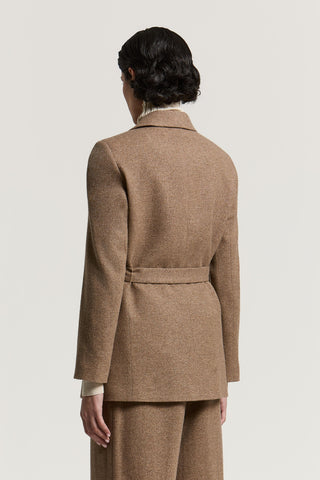 Blazer cinturato in lana e lurex