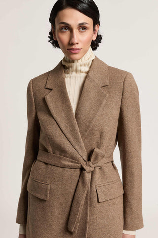 Blazer cinturato in lana e lurex