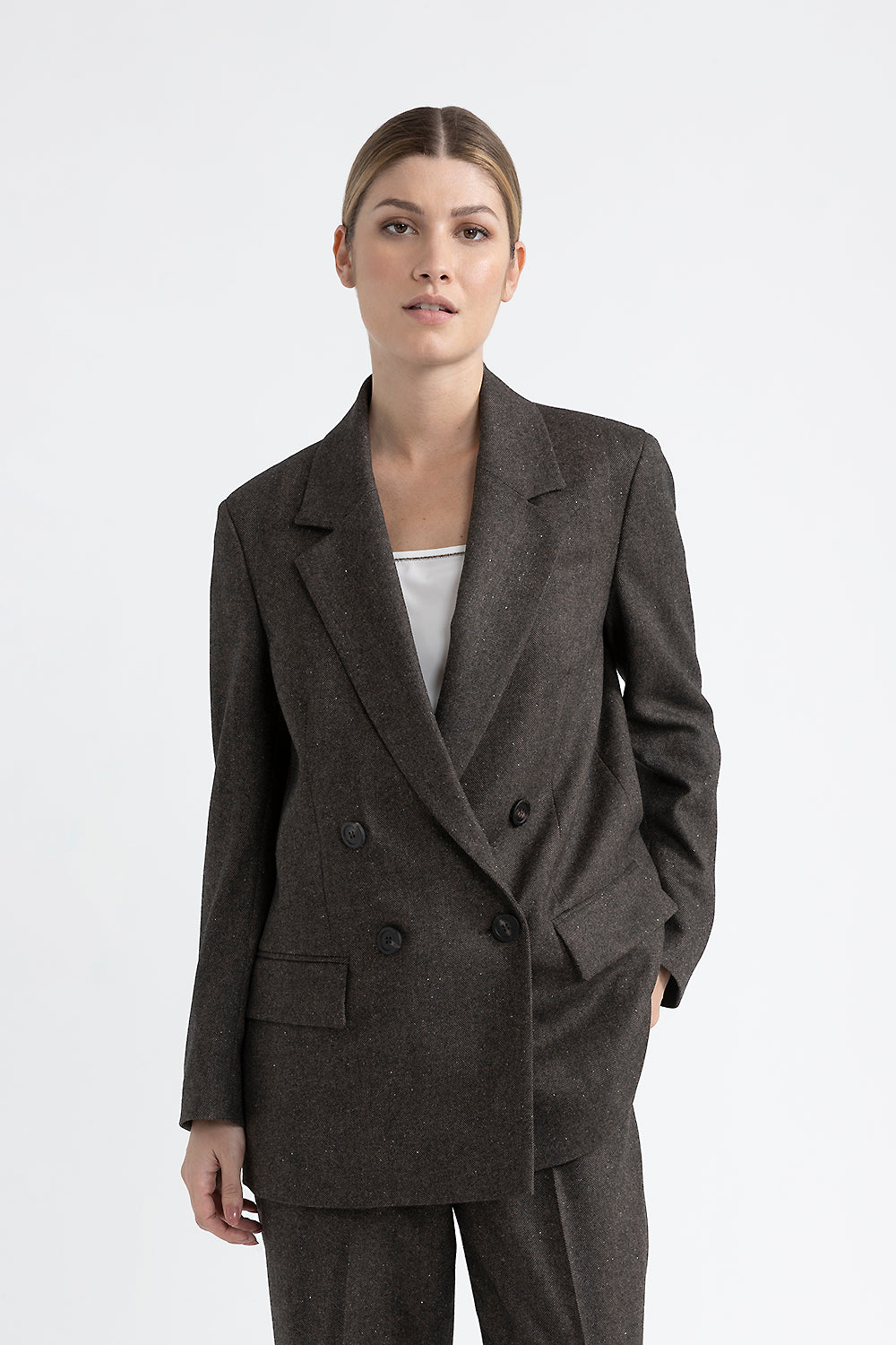 Peserico Blazer doppiopetto in lana, cashmere e seta