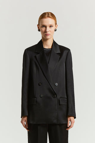 Blazer in raso di lana viscosa