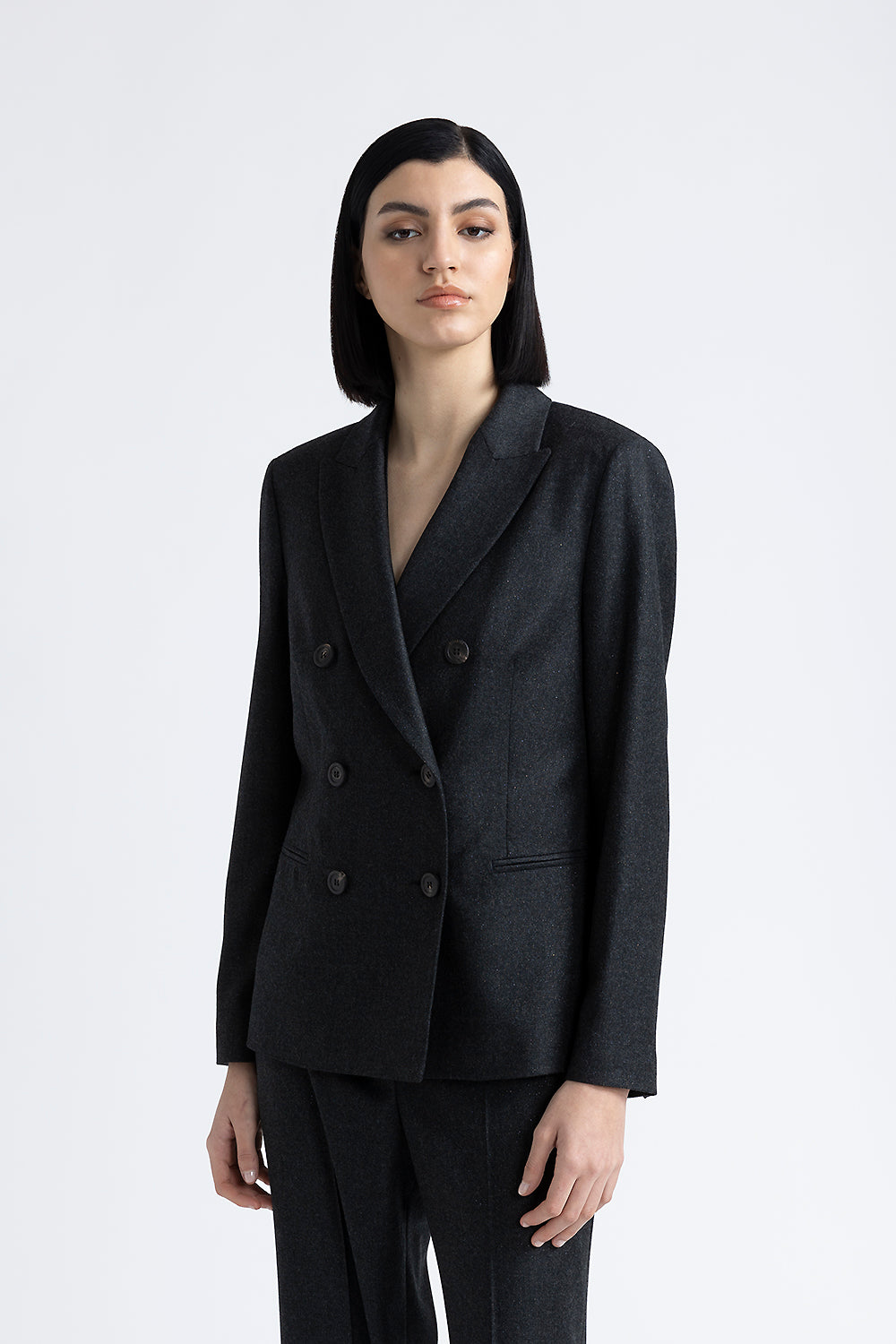 Peserico Blazer doppiopetto in flanella di lana lurex