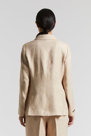 Pure linen gabardine double-breasted blazer