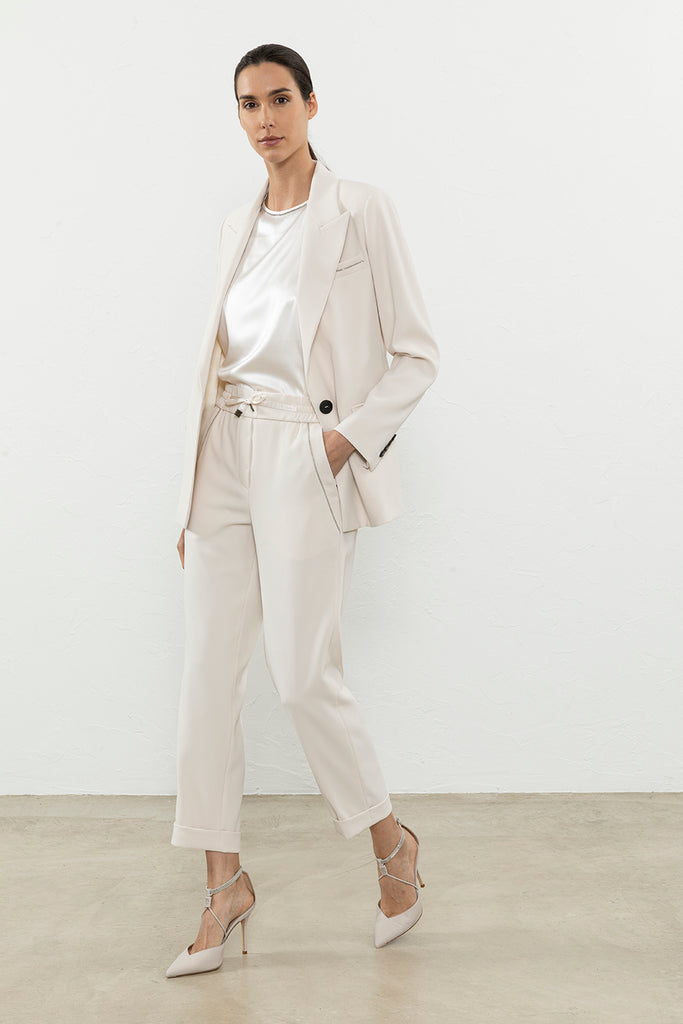Pull-up trousers in flowing crepe cady  