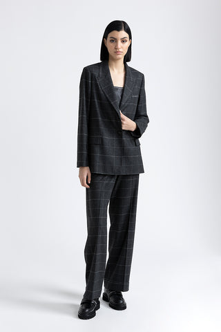 Lurex check flannel classic trousers  