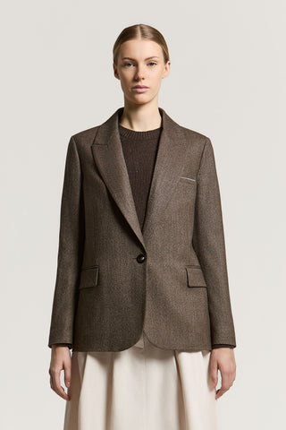 Single-breasted blazer in jaspé wool canvas