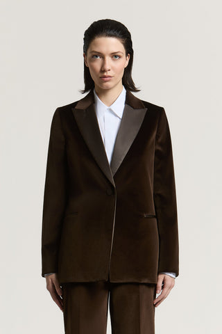 Cotton velvet blazer with satin lapels
