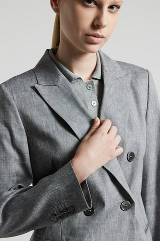 Wool and linen double-breasted blazer