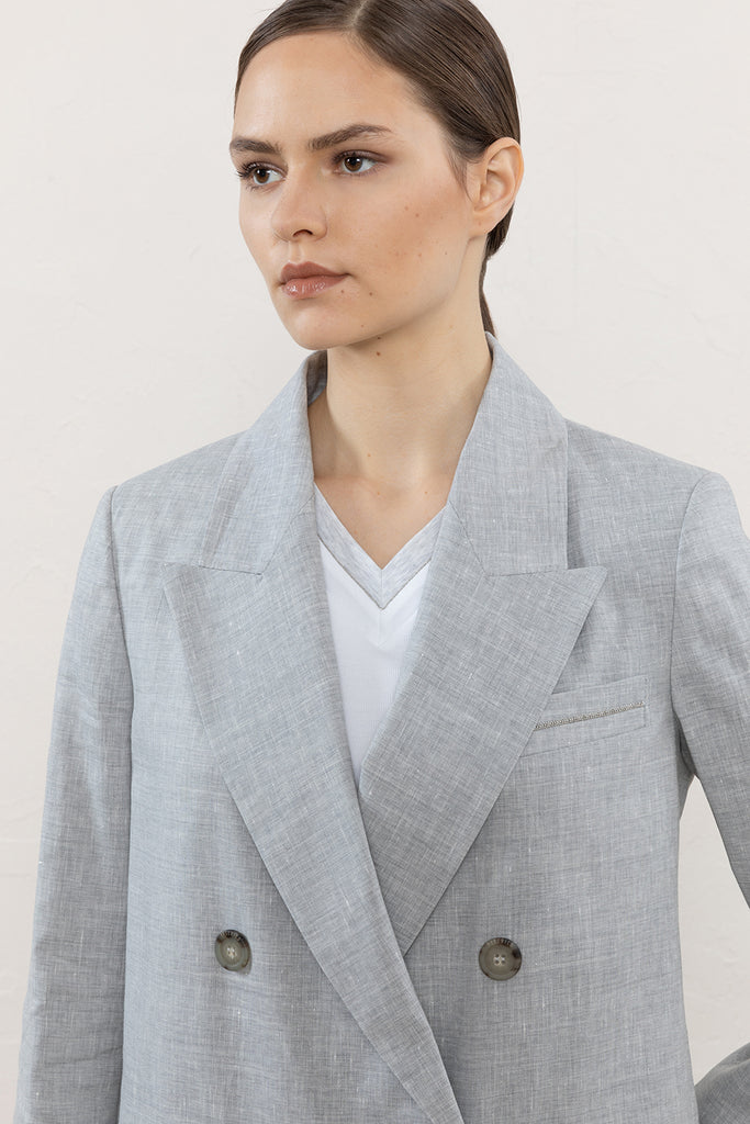 Estrato wool-linen blend double-breasted blazer  