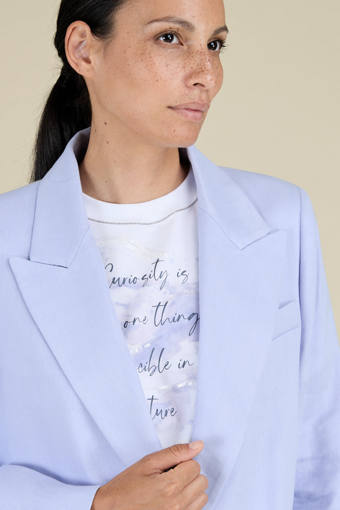 Single breasted blazer in stretch linen and viscose gabardine  