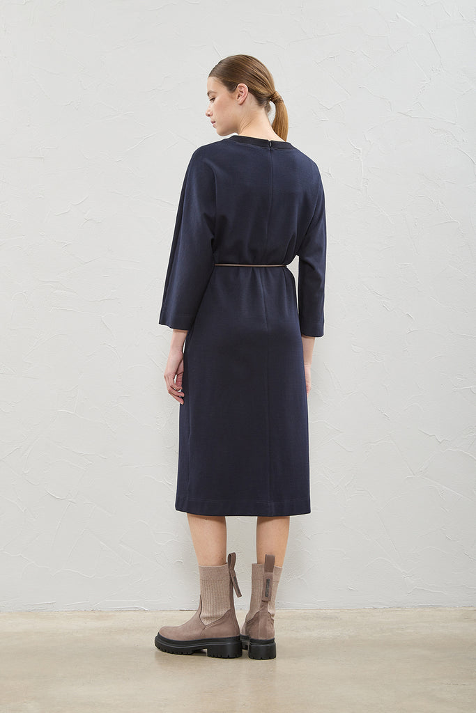 Wool and cotton jersey midi dress  