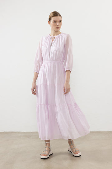 Long dress in pure cotton voile  