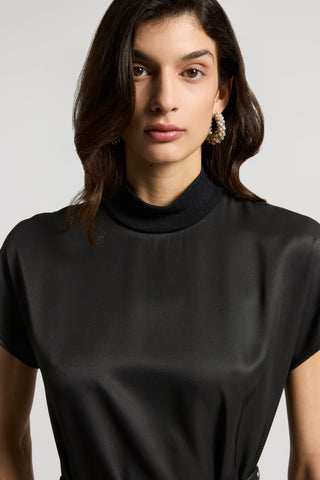 Fluid viscose twill and tricot dress