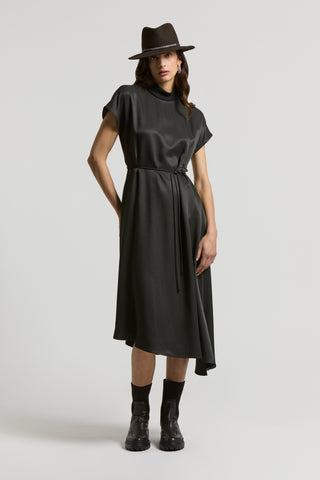 Fluid viscose twill and tricot dress