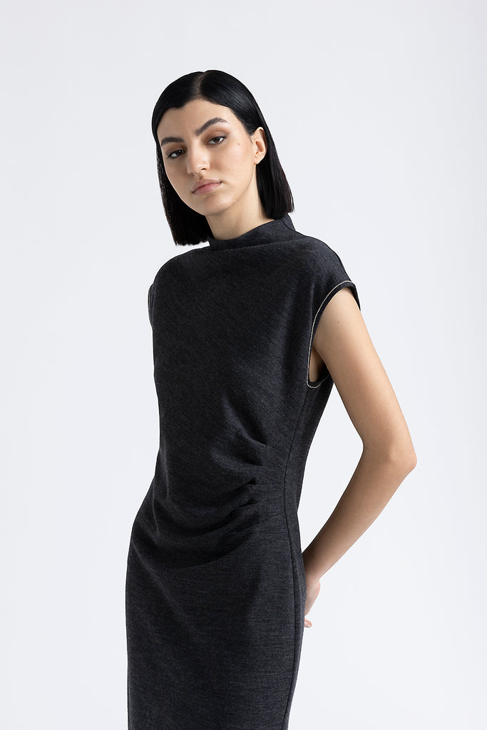 Fluid wool-cotton jersey dress  