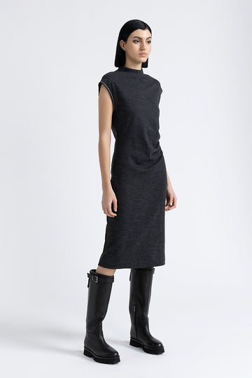 Fluid wool-cotton jersey dress  